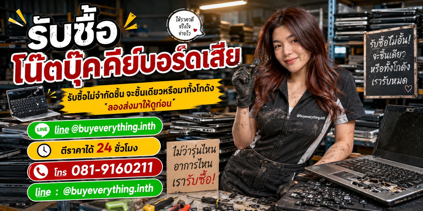 รับซื้อโน๊ตบุ๊คคีย์บอร์ดเสีย รับซื้อไม่จำกัดชิ้น จะชิ้นเดียวหรือมาทั้งโกดัง