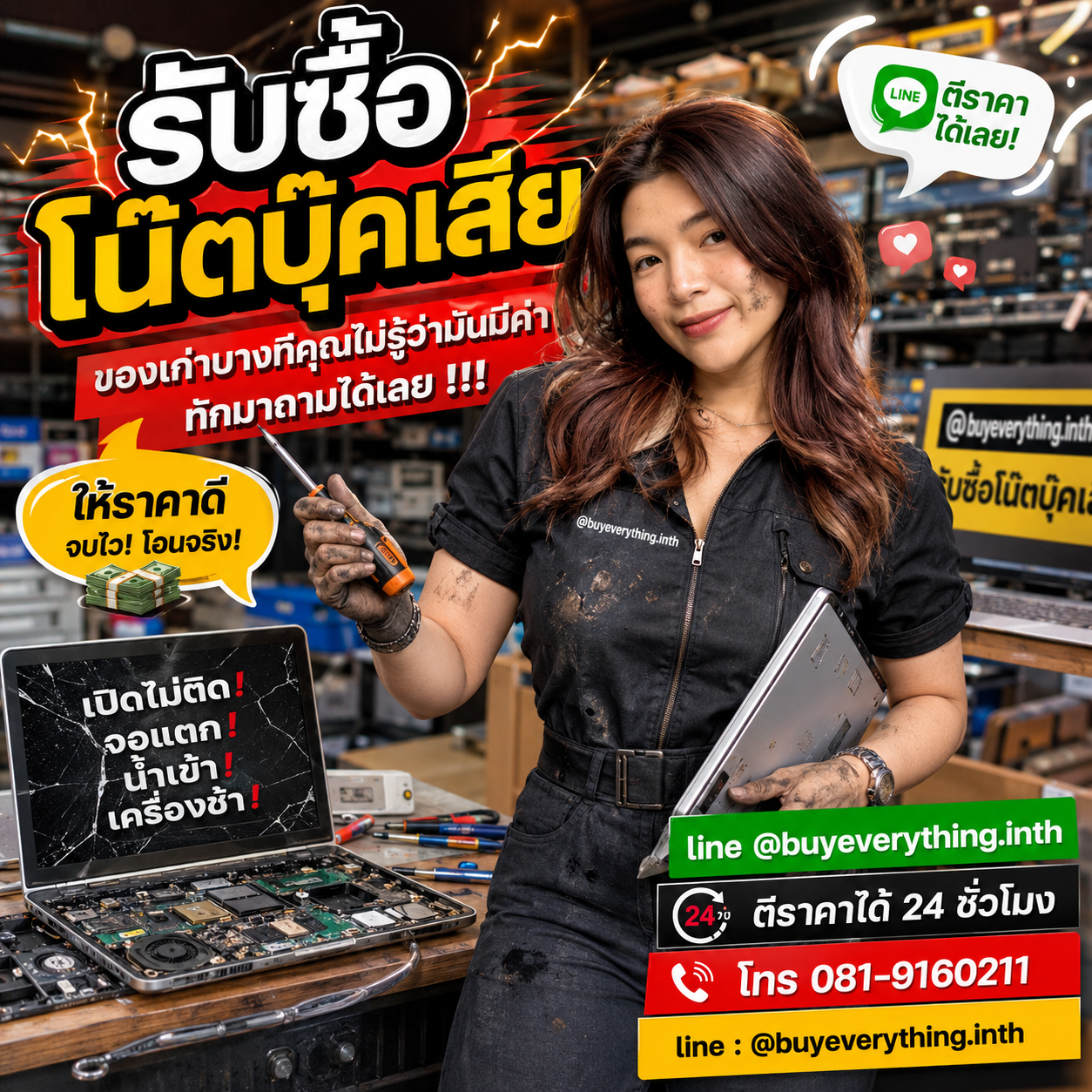 รับซื้อซากโน๊ตบุ๊ค ติดต่อง่าย ตอบเร็ว ประเมินราคาฟรี