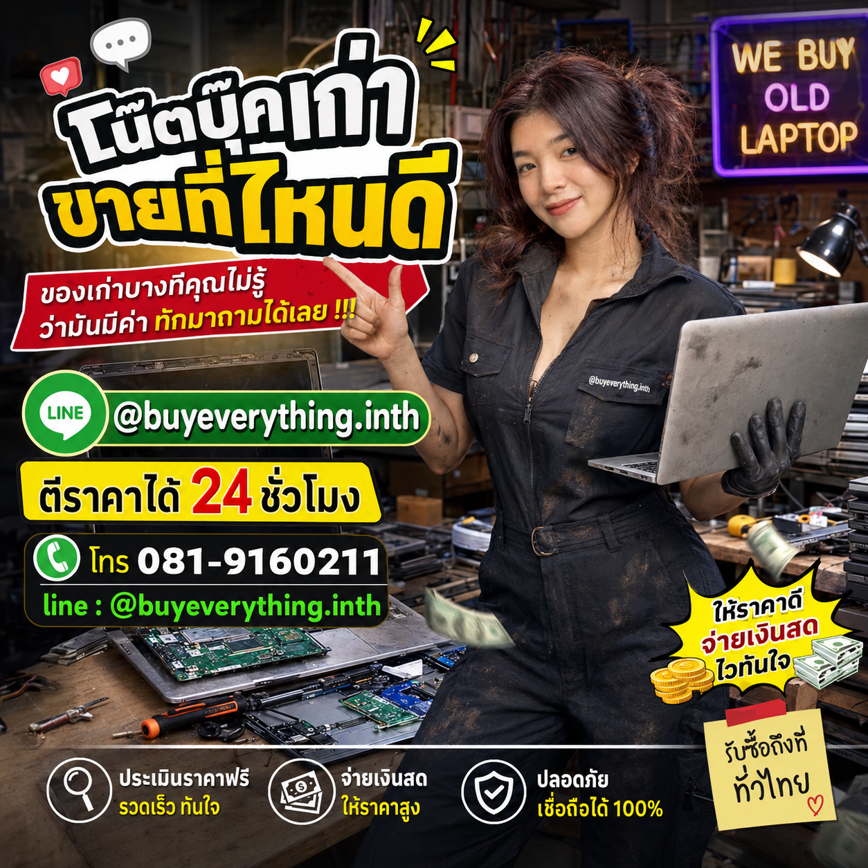รับซื้อซากโน๊ตบุ๊ค ติดต่อง่าย ตอบเร็ว ประเมินราคาฟรี