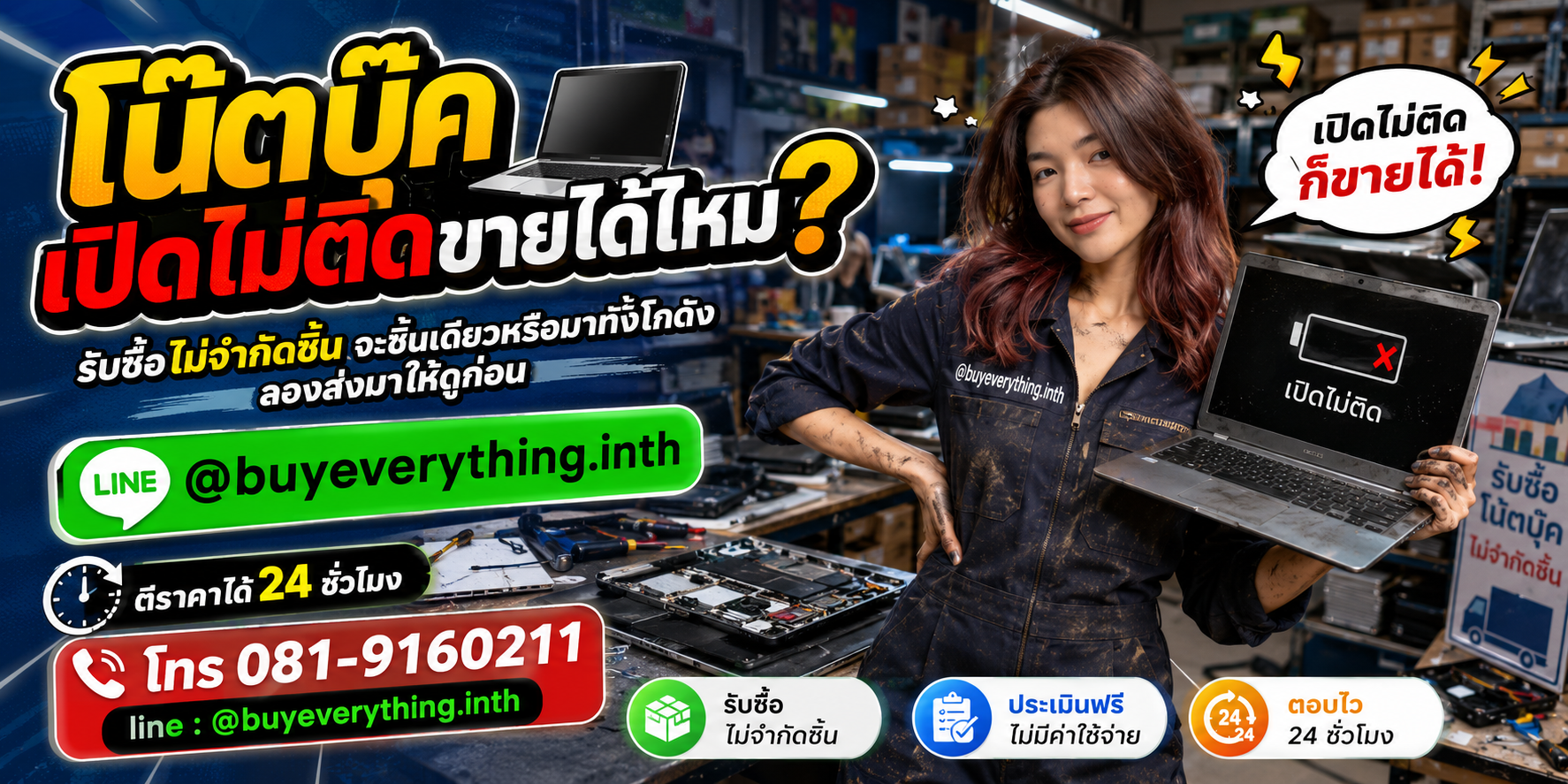 โน๊ตบุ๊คเปิดไม่ติดขายได้ไหม ขายได้ ให้ราคาดี